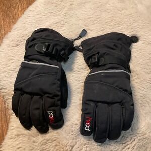 HEAD Winter Gloves Youth Large Black Gray Snow Insulated Drawstring Cuff